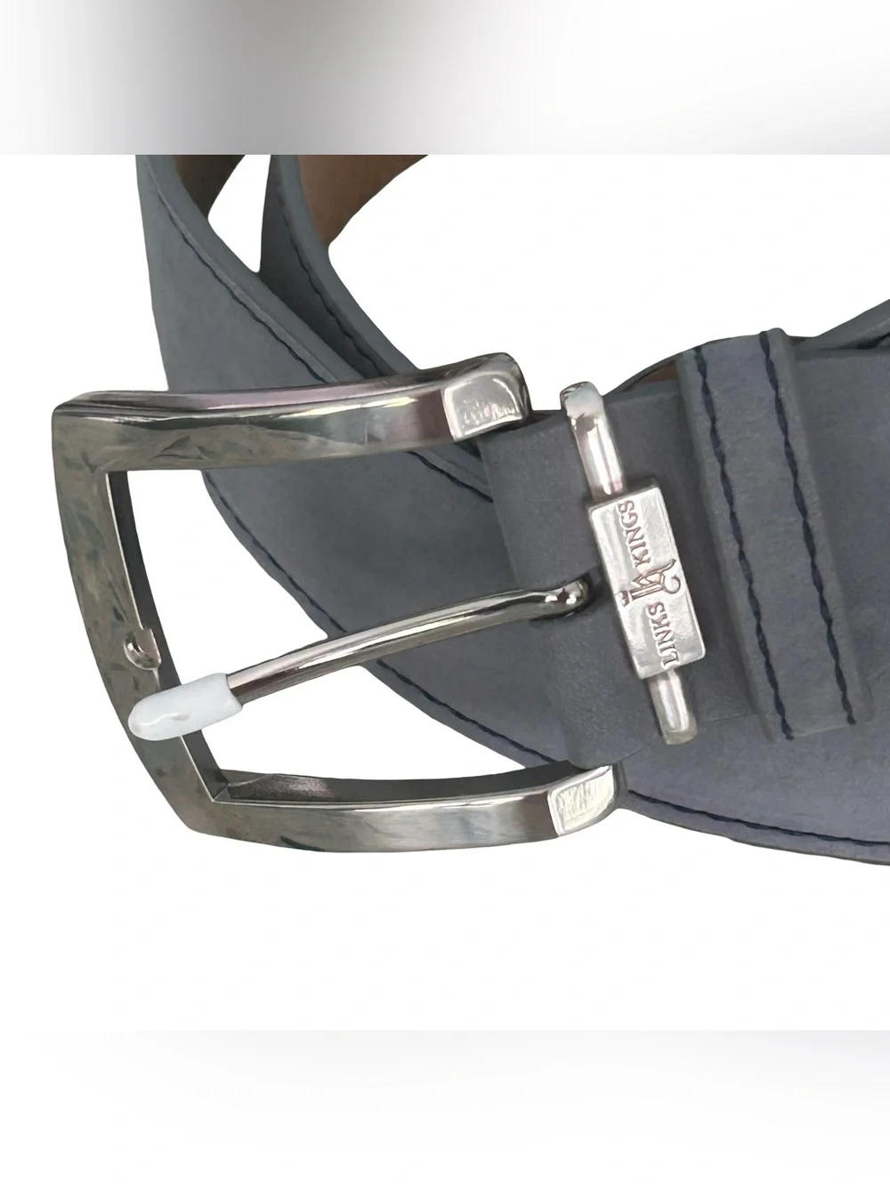 Links & Kings Italian Nubuck Leather Golf Belt Gray Handcrafted 50” XL XXL 46